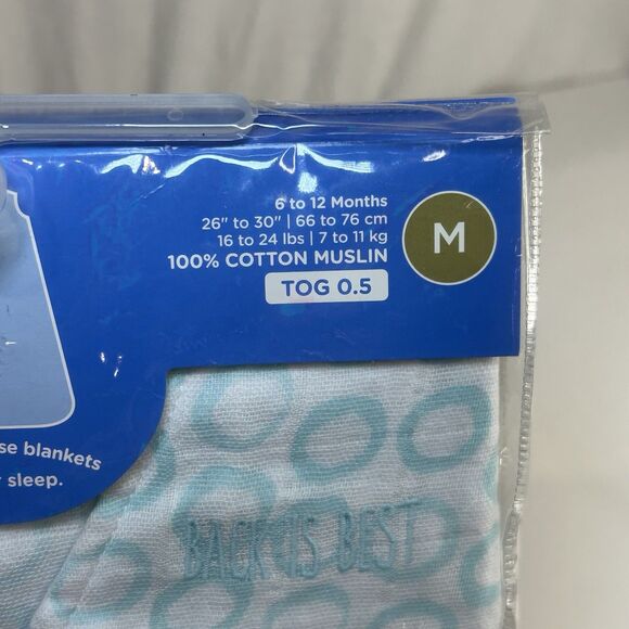HALO Blue Circle Print Wearable Blanket Cotton Muslin Sleep Sack Sz M 16-24 lbs - Picture 2 of 3